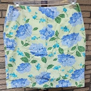 Talbots Skirt Great For Summer Yellow With Flowers Lined  Sz 12 Excellent